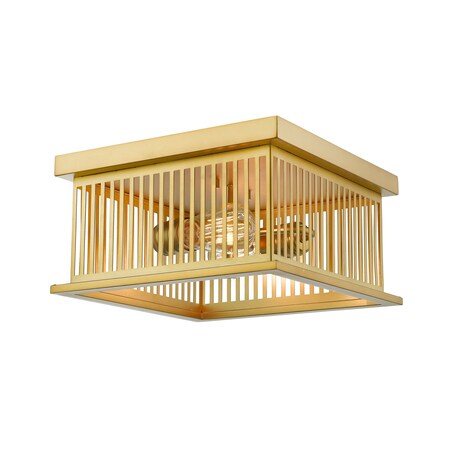 Z-Lite Camellia 2 Light Flush Mount, Brass & Brass 333F2BR